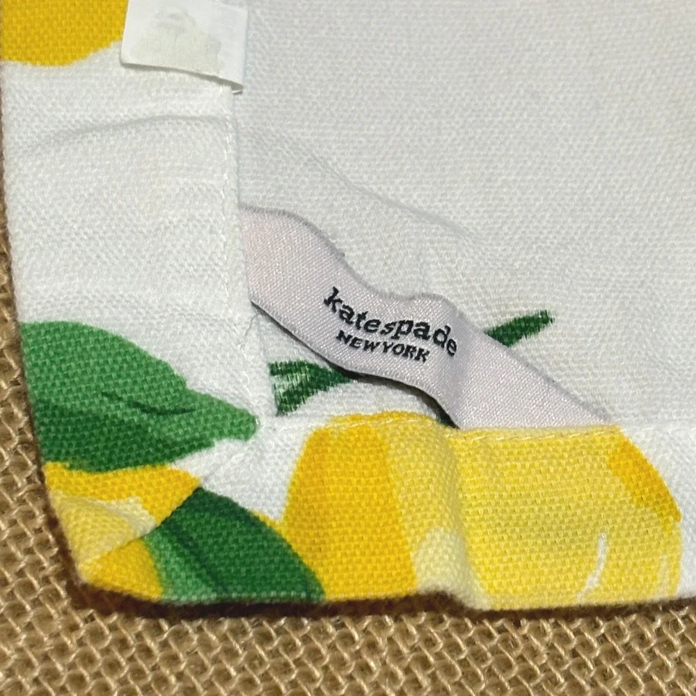 Kate Spade NY Lemon Print Cotton Napkins Set of 4 20 X 20 Summer Garden Novelty